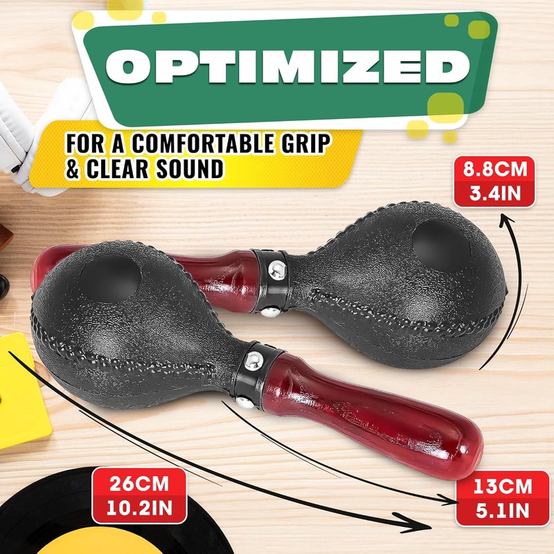 KETAR 2 Pcs Maracas for Adults – 10.2” Durable Percussion Instrument, Good for Mexican Music, Parties, and Performance, Mexican Maracas Percussion Shaker Instrument with Vibrant Sound & Stylish Design - Image 2